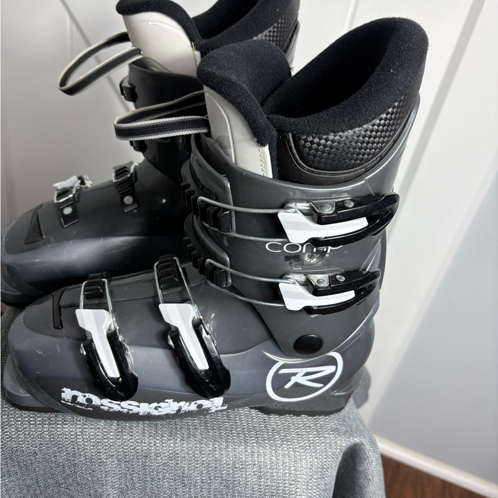 Rossignol Comp J Alpine Ski Boots Charcoal 24.5 Mondo BSL 285MM 4 Buckle